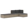 vidaXL 5-delige Loungeset met kussens poly rattan grijs