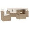 vidaXL 6-delige Loungeset met kussens poly rattan beige