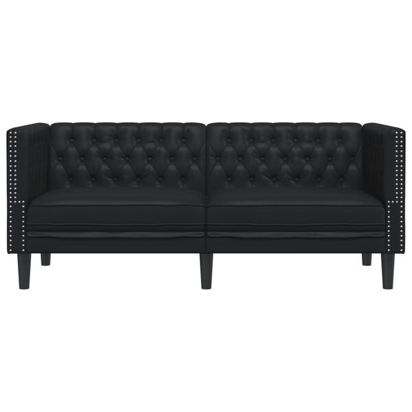 vidaXL Tweezitsbank Chesterfield-stijl kunstleer zwart