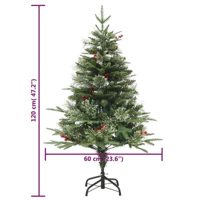 vidaXL Kerstboom met LED en dennenappels 120 cm PVC en PE groen