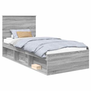 vidaXL Bedframe Grijs Sonoma 90 x 200 cm Massief grenenhout