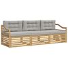 vidaXL Buiten bankenset met kussen 3 pcs Wit en Lichtgrijs Polyester