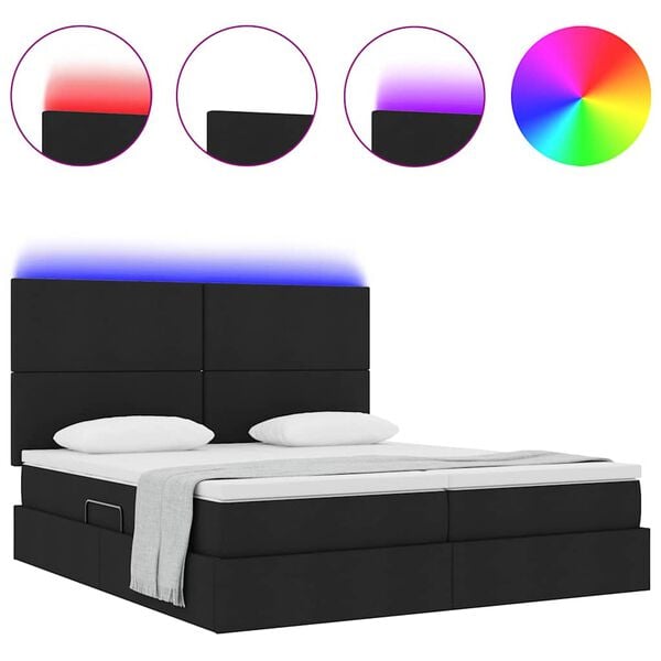 vidaXL Bed met LED-striplichten met hoofdeinde Zwart 180 x 200 cm Stof