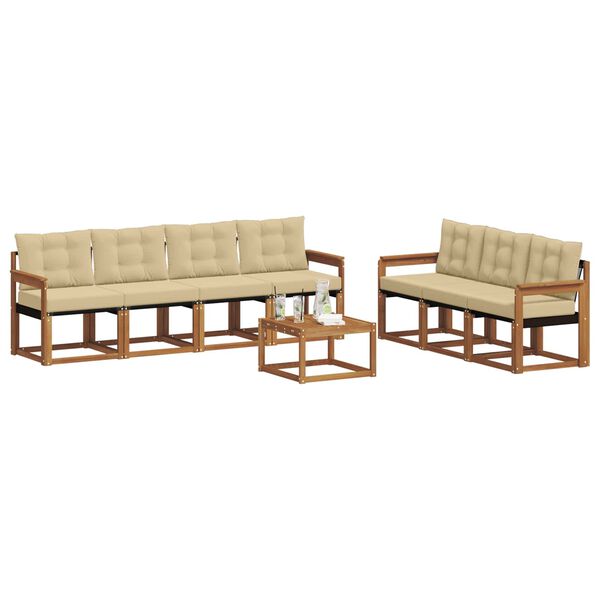 vidaXL Buiten bankenset met kussen 8 pcs Natuurlijk en Beige
