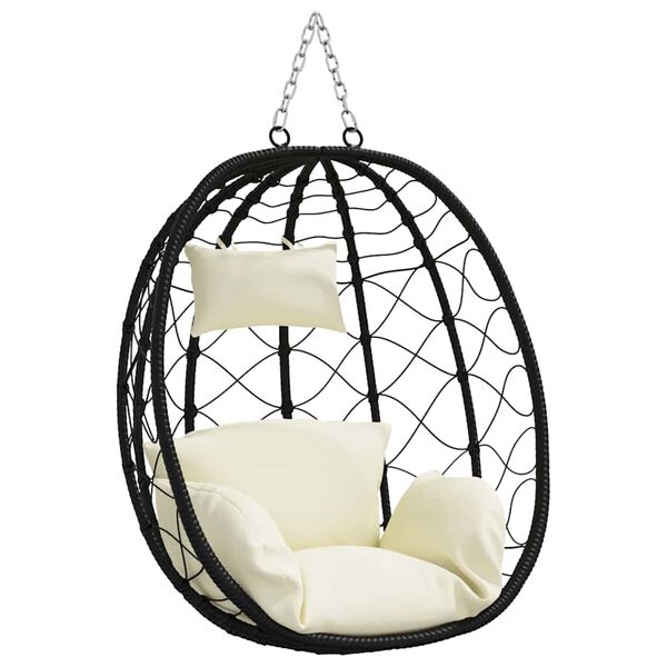 vidaXL Hangende ei-stoel Cr&egrave;mewit 91,5 x 60 x 110 cm poly rattan