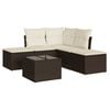 vidaXL 6-delige Loungeset met kussens poly rattan bruin