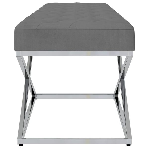 vidaXL Bankje fluweel en roestvrij staal donkergrijs