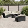 vidaXL 10-delige Loungeset met kussens poly rattan zwart