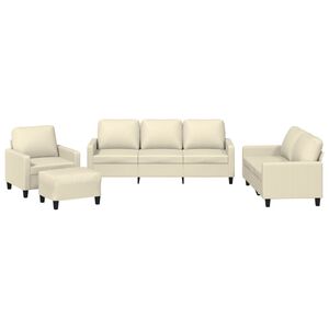 vidaXL 4-delige Loungeset met kussens kunstleer cr&egrave;me