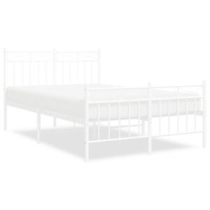 vidaXL Bedframe met hoofd- en voeteneinde metaal wit 120 x 190 cm
