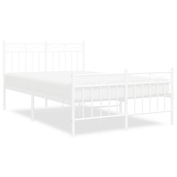 vidaXL Bedframe met hoofd- en voeteneinde metaal wit 120 x 190 cm