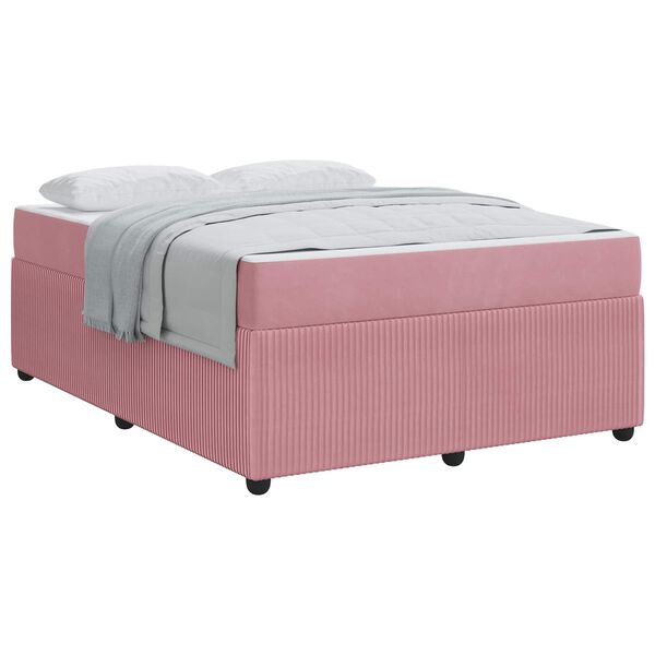 vidaXL Bedframe met matras Roze 140 x 200 cm Stof