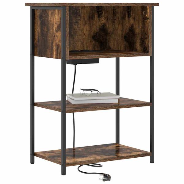 vidaXL Nachtkastje Gerookt eiken 55 x 31 x 76 cm Bewerkt hout