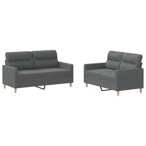 vidaXL 2-delige Loungeset met kussens stof donkergrijs