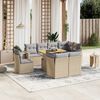 vidaXL 9-delige Loungeset met kussens poly rattan beige