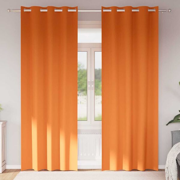 vidaXL Zwart-out Gordijnen met Ringen 2 pcs Feloranje 225 x 140 cm