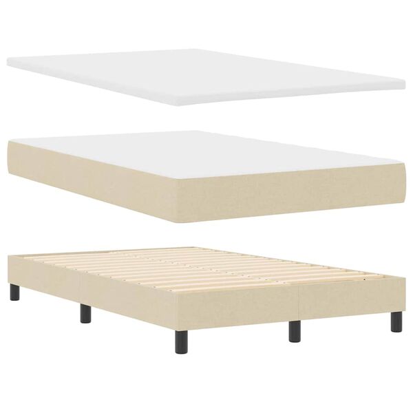vidaXL Boxspringbed met hoofdeinde Cr&egrave;me 120 x 190 cm Stof