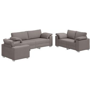 vidaXL Bank 3 st Taupe Linnen-mix stof