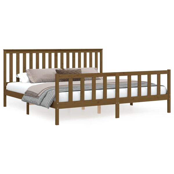 vidaXL Bedframe met hoofdbord massief hout honingbruin 180x200 cm