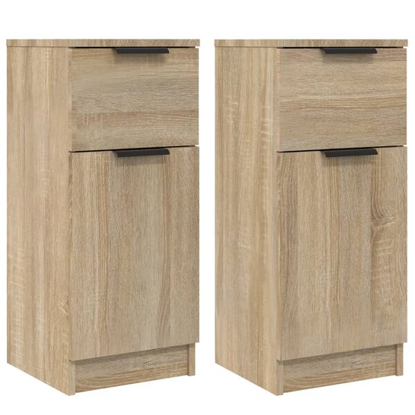 vidaXL Dressoirs 2 st 30x30x70 cm bewerkt hout sonoma eikenkleurig