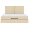 vidaXL Ottoman bed met matras en LED's 160x200cm stof cr&egrave;mekleurig