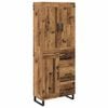vidaXL Hoge kast 2 st Oudhout 69,5 x 34 x 180 cm Bewerkt hout en glas