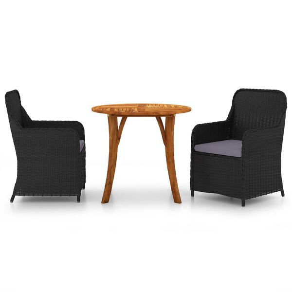 vidaXL 3-delige Tuinset zwart