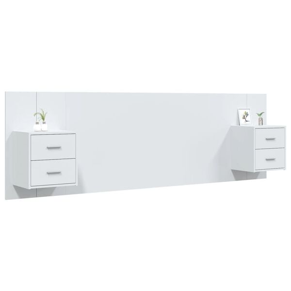 vidaXL Hoofdbord met kastjes bewerkt hout wit