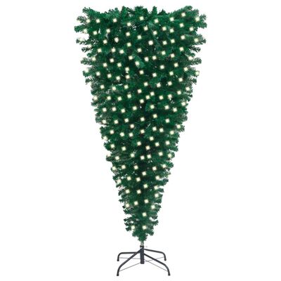 vidaXL Kunstkerstboom met verlichting ondersteboven 210 cm groen