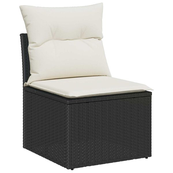 vidaXL Tuin Sofa Set met kussen 7 pcs Zwart poly rattan