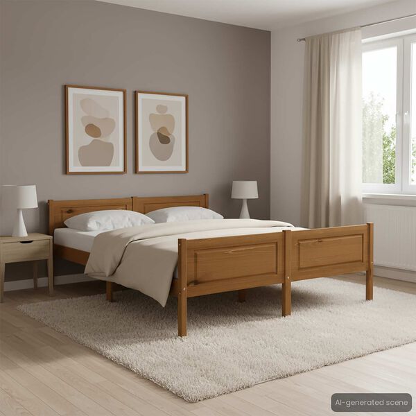 vidaXL Bedframe massief grenenhout honingbruin 140x200 cm