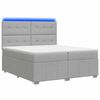 vidaXL LED Boxspring Bed met Matras Lichtgrijs 200 x 200 cm Stof