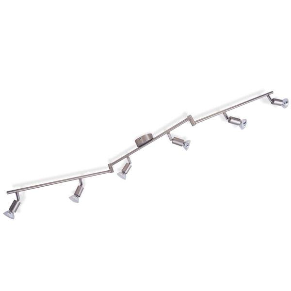 vidaXL plafondlamp met 6 led-spotlights satijn nikkel