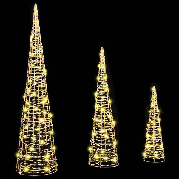 vidaXL Kerstboom met 90 LED 3 pcs Warmwit 20 x 20 x 80 cm PET