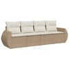 vidaXL 4-delige Loungeset met kussens poly rattan beige