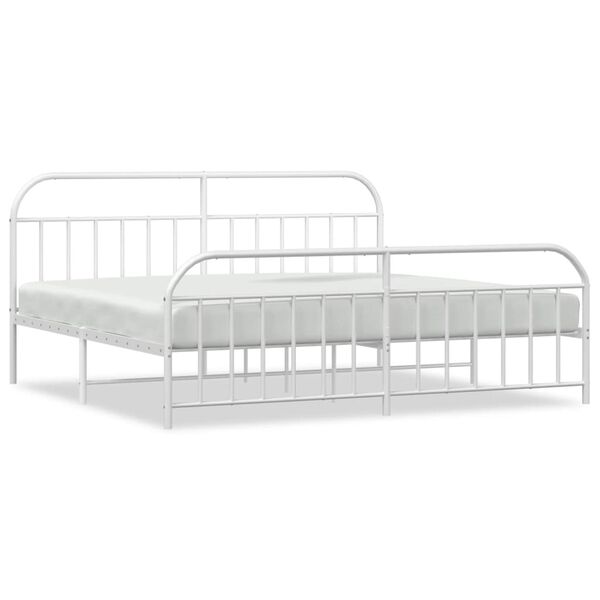 vidaXL Bedframe met hoofd- en voeteneinde metaal wit 200x200 cm