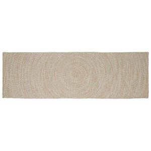 vidaXL Gebied Tapijt Natuurlijk en Wit 60 x 250 cm Jute