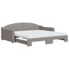 vidaXL Slaapbank met onderschuifbed en matrassen 100x200 cm stof taupe