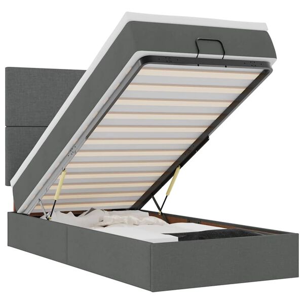 vidaXL Bed poef met matras en LED's stof 80x200 cm donkergrijs