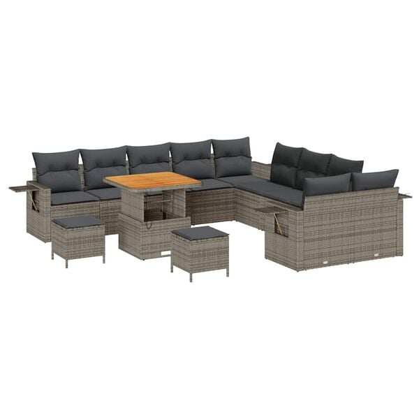 vidaXL Tuin Sofa Set 13 pcs Grijs poly rattan