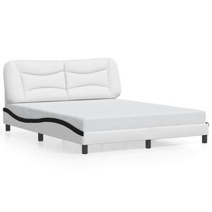 vidaXL Bedframe zonder matras "Hvar" kunstleer zwart en wit 160x200 cm