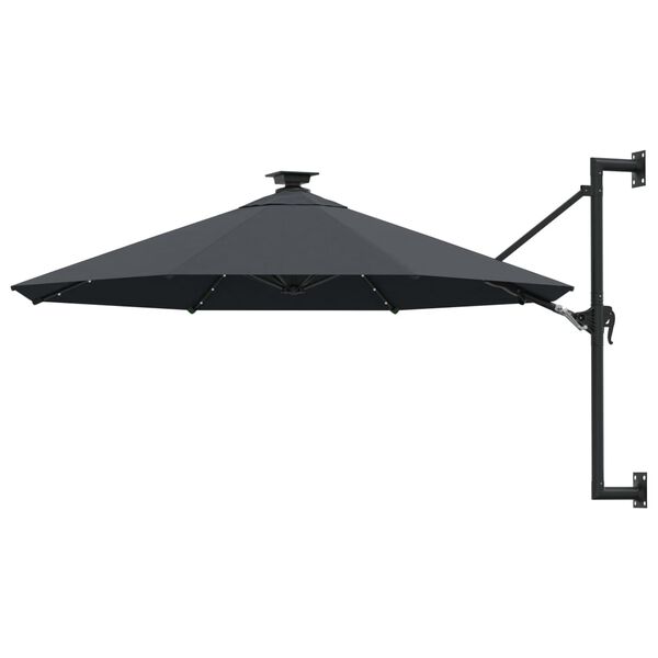 vidaXL Wandparasol met LED's 300 cm antracietkleurig