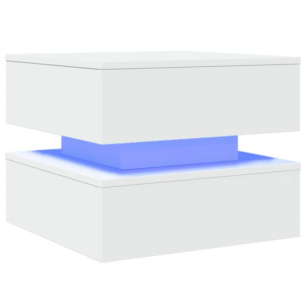 vidaXL Salontafel met LED-verlichting 50x50x40 cm wit
