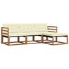 vidaXL Buiten bankenset met kussen 4 pcs Natuurlijk en Cr&egrave;me