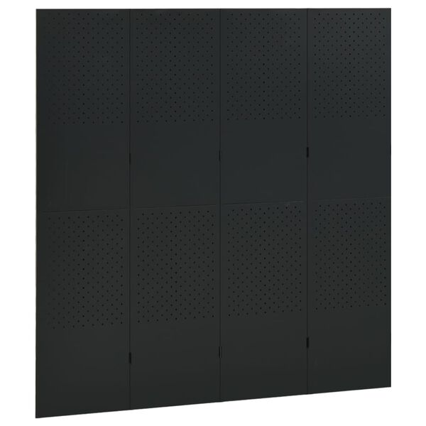 vidaXL Kamerscherm met 4 panelen 160x180 cm staal zwart