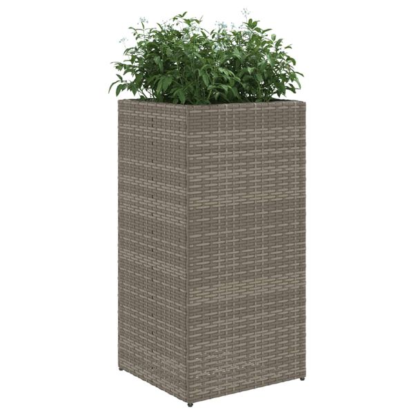 vidaXL Plantenbakken 2 st 40x40x80 cm poly rattan grijs