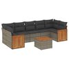 vidaXL 8-delige Loungeset met kussens poly rattan grijs