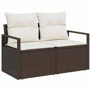 vidaXL Tuinbank met kussen 120 x 62 x 69 cm poly rattan