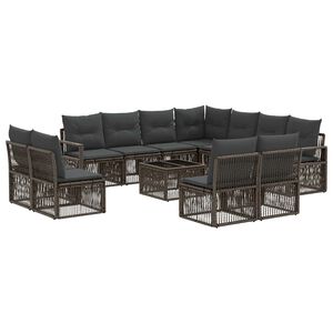 vidaXL Tuinbankenset 12 st Grijs poly rattan