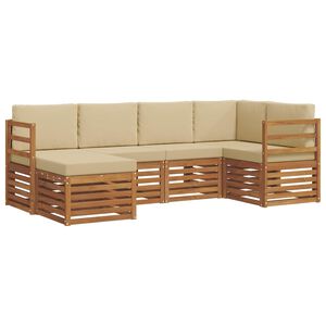 vidaXL Hoekbank Set met kussen 6 pcs Natuurlijk en Beige